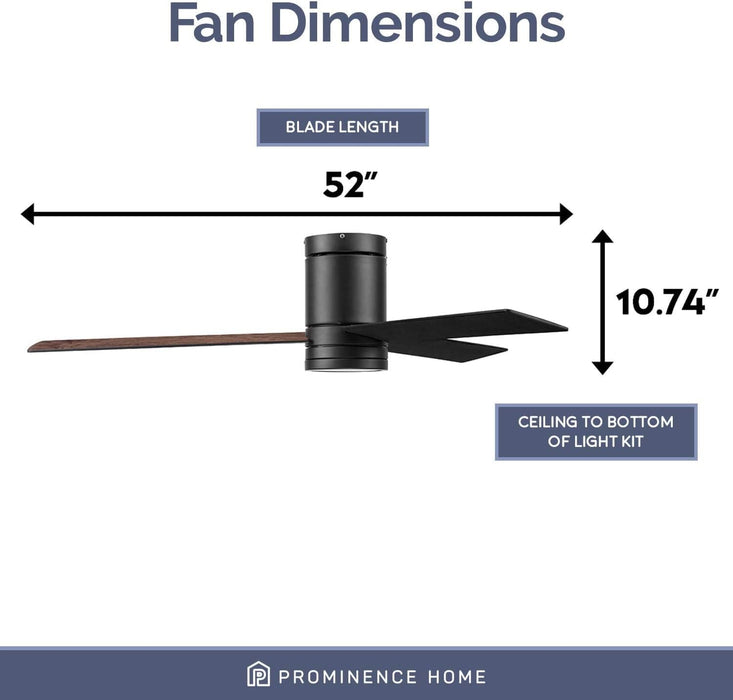52 in. Flush Mount Contemporary Ceiling Fan with Light, Indoor Modern LED Remote Control Ceiling Fans, Reversible Fan for Summer Winter-6-ErisView