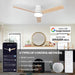52 in. Flush Mount Low Profile Ceiling Fan with Light Remote APP Control, Smart Dimmable Modern White Ceiling Fan for Patios Bedroom Living Room-2-ErisView