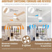 52 in. Flush Mount Low Profile Ceiling Fan with Light Remote APP Control, Smart Dimmable Modern White Ceiling Fan for Patios Bedroom Living Room-4-ErisView