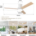 52 in. Flush Mount Low Profile Ceiling Fan with Light Remote APP Control, Smart Dimmable Modern White Ceiling Fan for Patios Bedroom Living Room-7-ErisView
