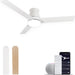 52 in. Flush Mount Low Profile Ceiling Fan with Light Remote APP Control, Smart Dimmable Modern White Ceiling Fan for Patios Bedroom Living Room-1-ErisView