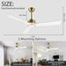 52 in. Gold and White Ceiling Fan with Light and Remote, Reversible Wood Blades, Silent Operation, Warm Soft Light, Suitable for Indoor and Outdoor Space-2-ErisView