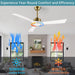 52 in. Gold and White Ceiling Fan with Light and Remote, Reversible Wood Blades, Silent Operation, Warm Soft Light, Suitable for Indoor and Outdoor Space-3-ErisView