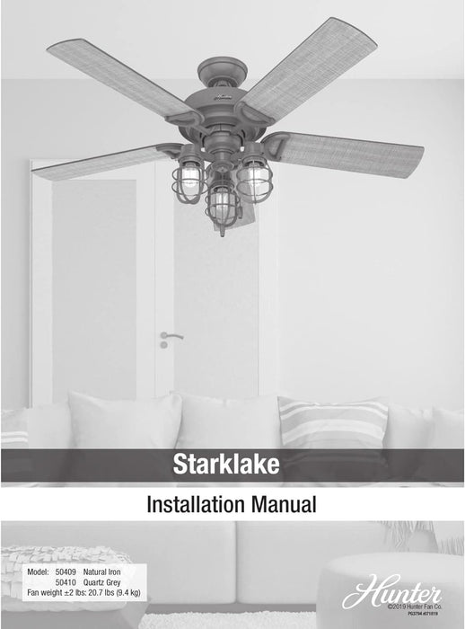 52 in. Grey Finish Ceiling Fan, Ceiling Hugger Ceiling Fans, Industrial Ceiling Fan with Light-12-ErisView