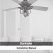 52 in. Grey Finish Ceiling Fan, Ceiling Hugger Ceiling Fans, Industrial Ceiling Fan with Light-12-ErisView