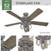 52 in. Grey Finish Ceiling Fan, Ceiling Hugger Ceiling Fans, Industrial Ceiling Fan with Light-2-ErisView