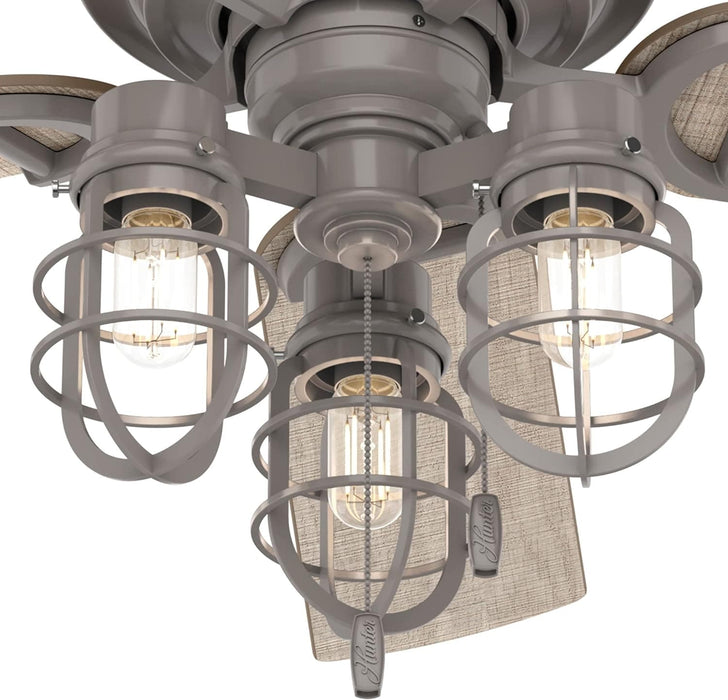 52 in. Grey Finish Ceiling Fan, Ceiling Hugger Ceiling Fans, Industrial Ceiling Fan with Light-6-ErisView