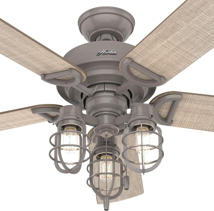 52 in. Grey Finish Ceiling Fan, Ceiling Hugger Ceiling Fans, Industrial Ceiling Fan with Light-9-ErisView