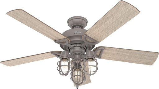 52 in. Grey Finish Ceiling Fan, Ceiling Hugger Ceiling Fans, Industrial Ceiling Fan with Light-1-ErisView