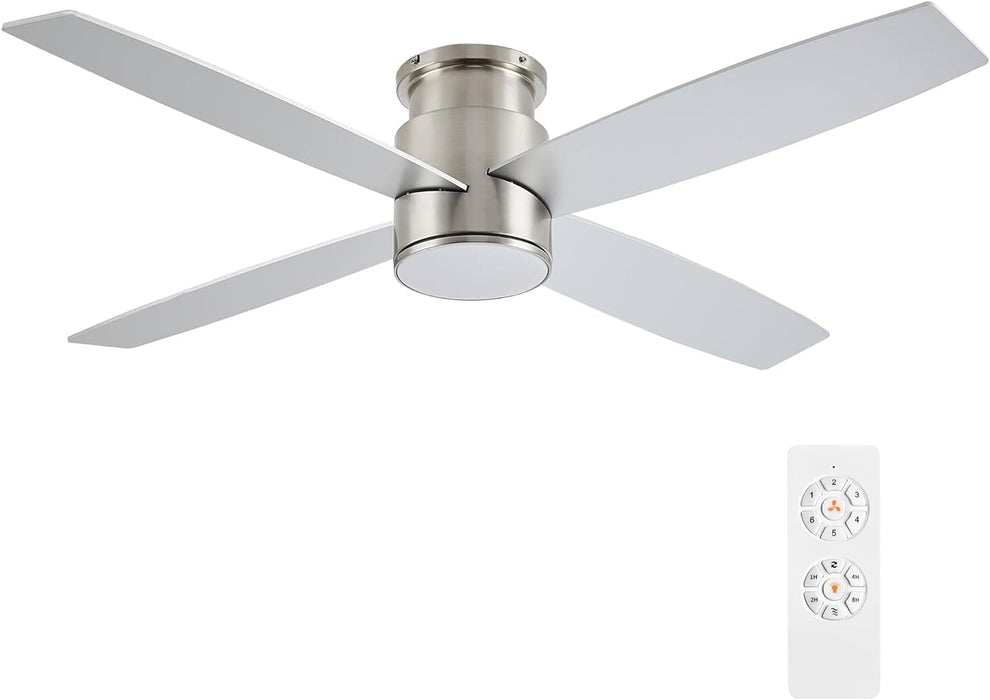 52 in. Hugger Ceiling Fan with Lights and Remote, Quiet Reversible DC Ceiling Fan, Indoor Flush Mount Low Profile Ceiling Fan, Brass Ceiling Fan-10-ErisView