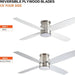52 in. Hugger Ceiling Fan with Lights and Remote, Quiet Reversible DC Ceiling Fan, Indoor Flush Mount Low Profile Ceiling Fan, Brass Ceiling Fan-13-ErisView