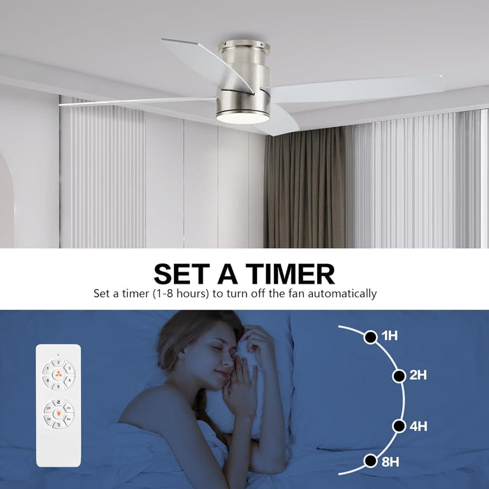 52 in. Hugger Ceiling Fan with Lights and Remote, Quiet Reversible DC Ceiling Fan, Indoor Flush Mount Low Profile Ceiling Fan, Brass Ceiling Fan-17-ErisView