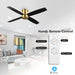 52 in. Hugger Ceiling Fan with Lights and Remote, Quiet Reversible DC Ceiling Fan, Indoor Flush Mount Low Profile Ceiling Fan, Brass Ceiling Fan-20-ErisView