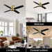 52 in. Hugger Ceiling Fan with Lights and Remote, Quiet Reversible DC Ceiling Fan, Indoor Flush Mount Low Profile Ceiling Fan, Brass Ceiling Fan-26-ErisView