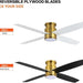 52 in. Hugger Ceiling Fan with Lights and Remote, Quiet Reversible DC Ceiling Fan, Indoor Flush Mount Low Profile Ceiling Fan, Brass Ceiling Fan-6-ErisView