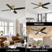 52 in. Hugger Ceiling Fan with Lights and Remote, Quiet Reversible DC Ceiling Fan, Indoor Flush Mount Low Profile Ceiling Fan, Brass Ceiling Fan-9-ErisView