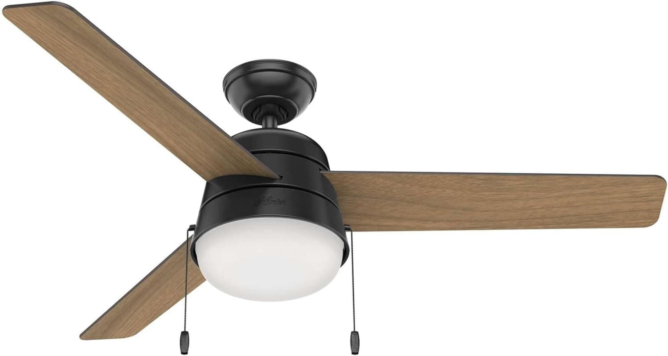 52 in. Hugger Ceiling Fans, Matte Black Outdoor Fan, Indoor Outdoor Ceiling Fans with LED Light Kit and Pull Chain-10-ErisView