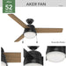 52 in. Hugger Ceiling Fans, Matte Black Outdoor Fan, Indoor Outdoor Ceiling Fans with LED Light Kit and Pull Chain-2-ErisView