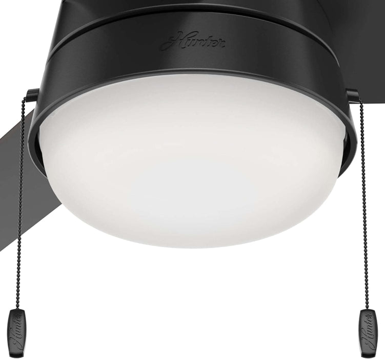 52 in. Hugger Ceiling Fans, Matte Black Outdoor Fan, Indoor Outdoor Ceiling Fans with LED Light Kit and Pull Chain-5-ErisView