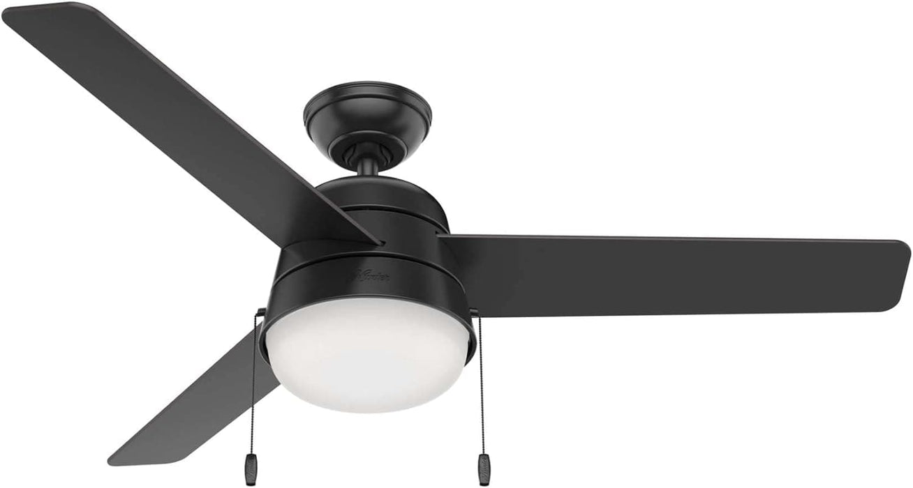 52 in. Hugger Ceiling Fans, Matte Black Outdoor Fan, Indoor Outdoor Ceiling Fans with LED Light Kit and Pull Chain-1-ErisView