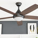 52 in. Indoor 5 Blades Bronze Remote Control Fan, Contemporary Ceiling Fan with Light, Dimmable Recessed Ceiling Fan LED Light Frosted Fixture-2-ErisView