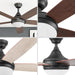 52 in. Indoor 5 Blades Bronze Remote Control Fan, Contemporary Ceiling Fan with Light, Dimmable Recessed Ceiling Fan LED Light Frosted Fixture-7-ErisView