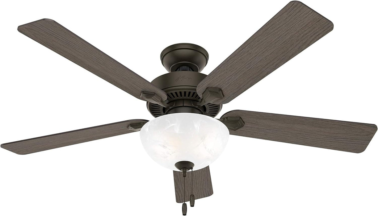 52 in. Indoor Bronze Ceiling Fan, LED Traditional Ceiling Fan with Bright Light, Pull Chains, Reversible Fan for Summer Winter, Hugger Ceiling Fans-5-ErisView