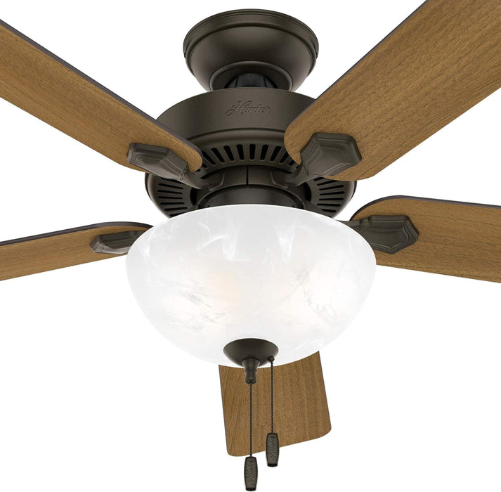 52 in. Indoor Bronze Ceiling Fan, LED Traditional Ceiling Fan with Bright Light, Pull Chains, Reversible Fan for Summer Winter, Hugger Ceiling Fans-7-ErisView