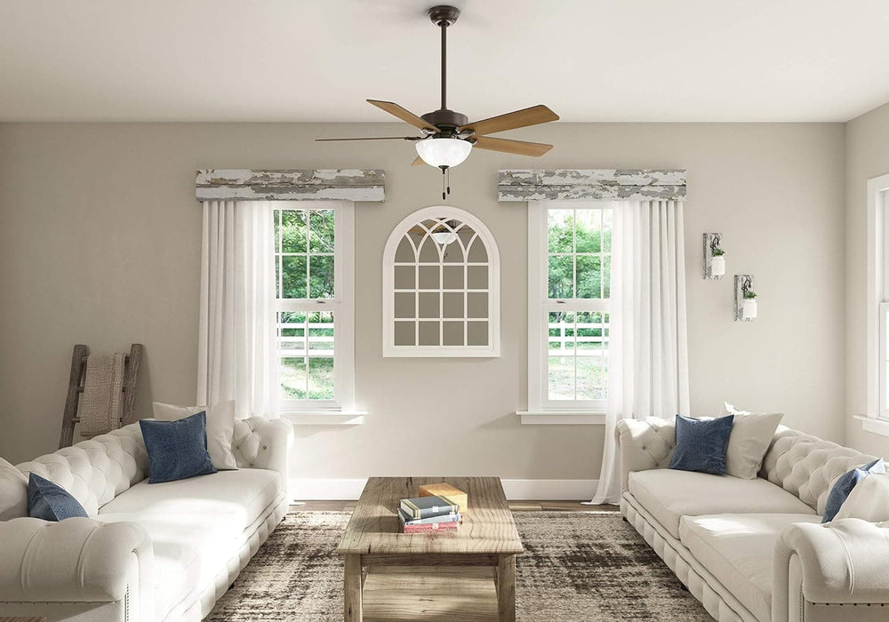 52 in. Indoor Bronze Ceiling Fan, LED Traditional Ceiling Fan with Bright Light, Pull Chains, Reversible Fan for Summer Winter, Hugger Ceiling Fans-9-ErisView
