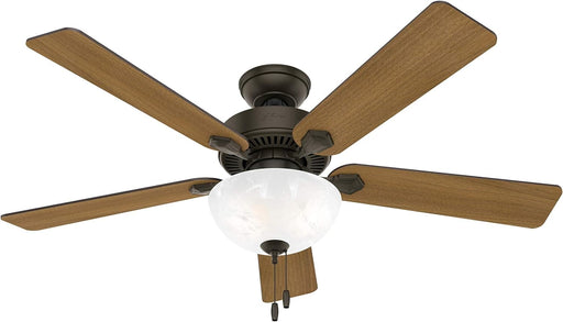 52 in. Indoor Bronze Ceiling Fan, LED Traditional Ceiling Fan with Bright Light, Pull Chains, Reversible Fan for Summer Winter, Hugger Ceiling Fans-1-ErisView