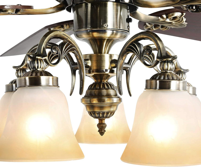 52 in. Indoor Bronze Ceiling Fan Light Fixture with Remote Switch for Bedroom Living Room Dining Room, 5 Blade Ceiling Fan-4-ErisView
