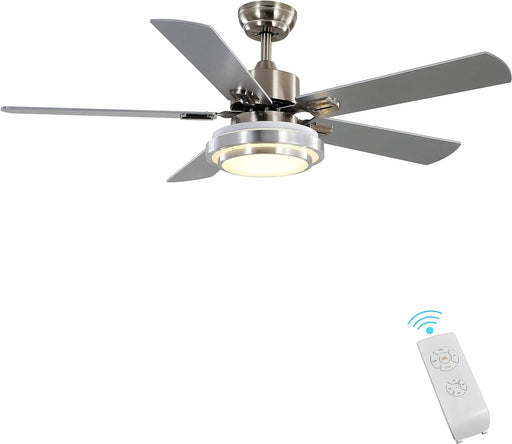 52 in. Indoor Ceiling Fan Light Fixture with Remote and Switch, LED Brushed Nickel Ceiling Fan for Bedroom Living Room Fan Dining Room-1-ErisView