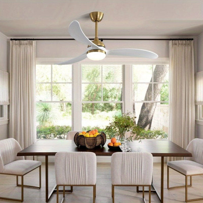 52 in. Indoor Ceiling Fan with LED Light Wood Reversible Blades Remote Control for Living Room Bedroom Dining Room Kitchen-Gold-ErisView