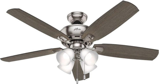 52 in. Indoor Ceiling Fan with LED Light and Pull Chain Control, Brushed Nickel Ceiling Fan, Hugger Ceiling Fans-1-ErisView
