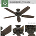 52 in. Indoor Ceiling Fan with Pull Chain Control, Metal Blade Fan, Bronze Ceiling Fan, Hugger Ceiling Fans-2-ErisView