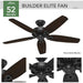 52 in. Indoor Ceiling Fans without Lights, Matte Black Outdoor Fan, Exterior Ceiling Fans-2-ErisView