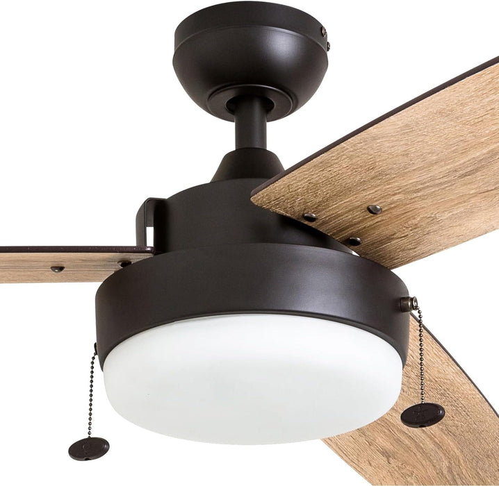 52 in. Indoor Contemporary Ceiling Fan with Light Pull Chain, Modern Fan with Light, Reversible Fan for Summer Winter-12-ErisView