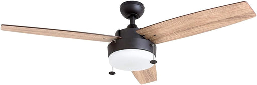 52 in. Indoor Contemporary Ceiling Fan with Light Pull Chain, Modern Fan with Light, Reversible Fan for Summer Winter-1-ErisView