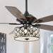 52 in. Indoor Crystal Ceiling Fan with Light and Remote Control, Modern Ceiling Fan Chandelier with Cage for Living Room-ErisView