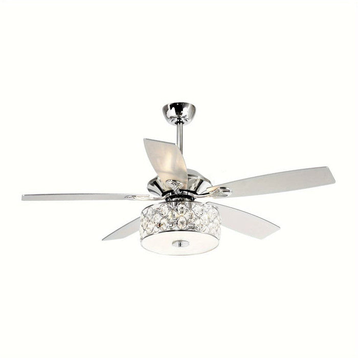 52 in. Indoor Crystal Ceiling Fan with Light and Remote Control, Modern Ceiling Fan Chandelier with Cage for Living Room-ErisView