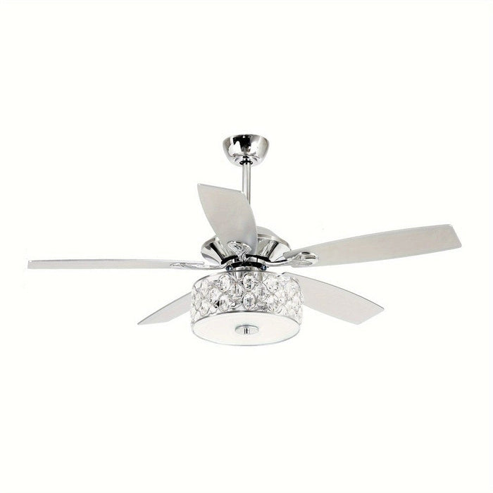52 in. Indoor Crystal Ceiling Fan with Light and Remote Control, Modern Ceiling Fan Chandelier with Cage for Living Room-ErisView