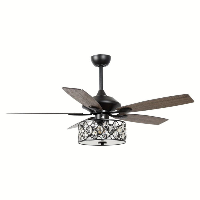52 in. Indoor Crystal Ceiling Fan with Light and Remote Control, Modern Ceiling Fan Chandelier with Cage for Living Room-ErisView