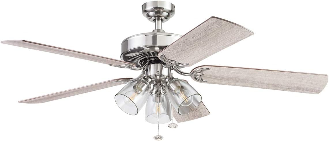 52 in. Indoor Farmhouse Matte Nickel LED Ceiling Fan with Light Pull Chain, Reversible Fan in Winter Summer-5-ErisView