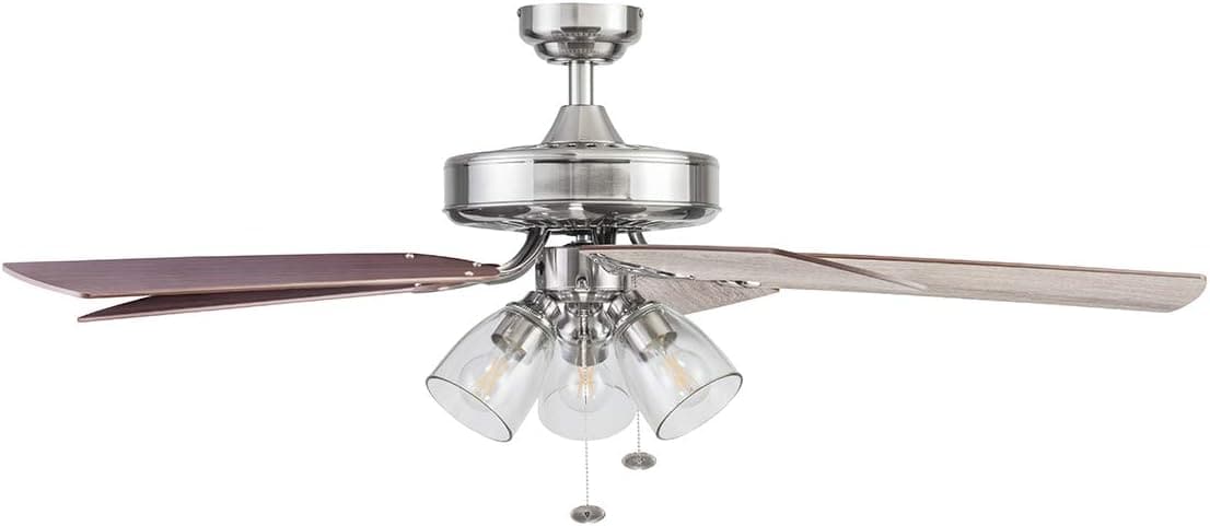 52 in. Indoor Farmhouse Matte Nickel LED Ceiling Fan with Light Pull Chain, Reversible Fan in Winter Summer-7-ErisView