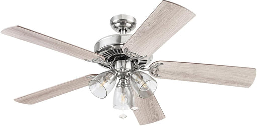 52 in. Indoor Farmhouse Matte Nickel LED Ceiling Fan with Light Pull Chain, Reversible Fan in Winter Summer-1-ErisView