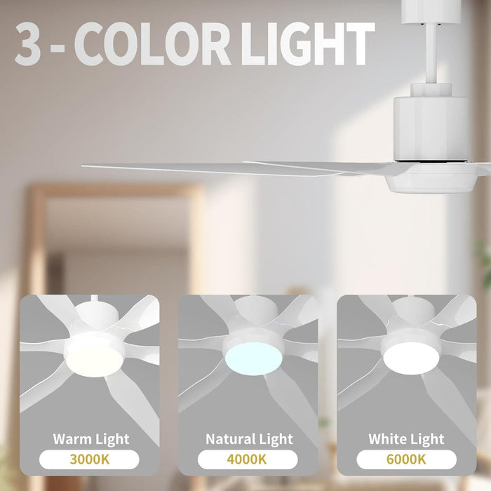 52 in. Indoor Flush Mount Ceiling Fans with Lights, Black Walnut Remote Control Fan, Modern Farmhouse Low Profile Reversible Ceiling Fan Summer Winter-13-ErisView