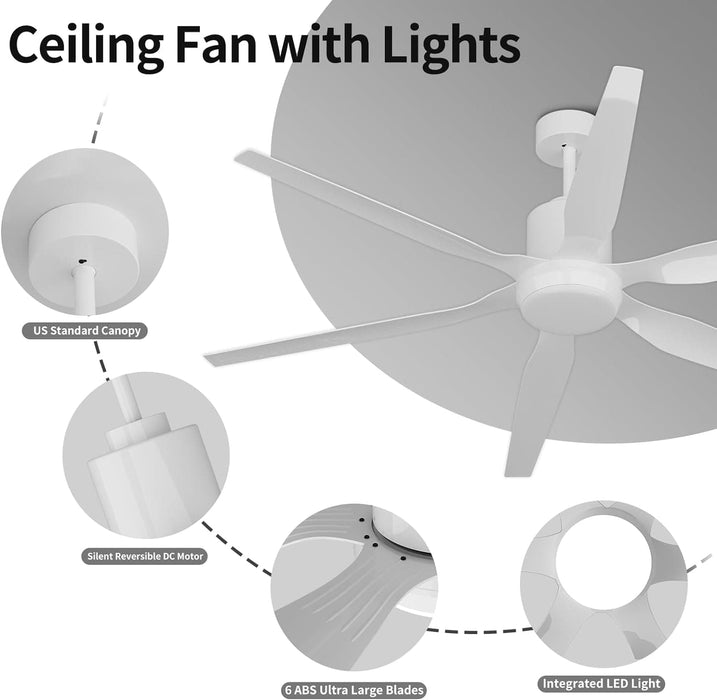 52 in. Indoor Flush Mount Ceiling Fans with Lights, Black Walnut Remote Control Fan, Modern Farmhouse Low Profile Reversible Ceiling Fan Summer Winter-17-ErisView