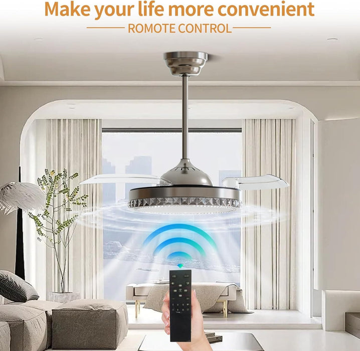 52 in. Indoor Flush Mount Ceiling Fans with Lights, Black Walnut Remote Control Fan, Modern Farmhouse Low Profile Reversible Ceiling Fan Summer Winter-19-ErisView