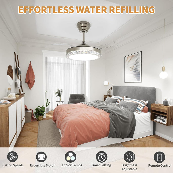 52 in. Indoor Flush Mount Ceiling Fans with Lights, Black Walnut Remote Control Fan, Modern Farmhouse Low Profile Reversible Ceiling Fan Summer Winter-20-ErisView