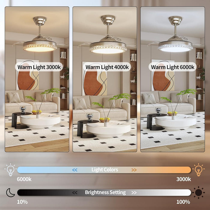 52 in. Indoor Flush Mount Ceiling Fans with Lights, Black Walnut Remote Control Fan, Modern Farmhouse Low Profile Reversible Ceiling Fan Summer Winter-21-ErisView